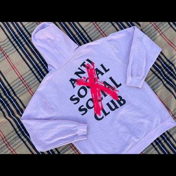Anti Social Social Club Cancelled Hoodie Mens Sz Large Color Pink ASSC - Picture 11 of 12